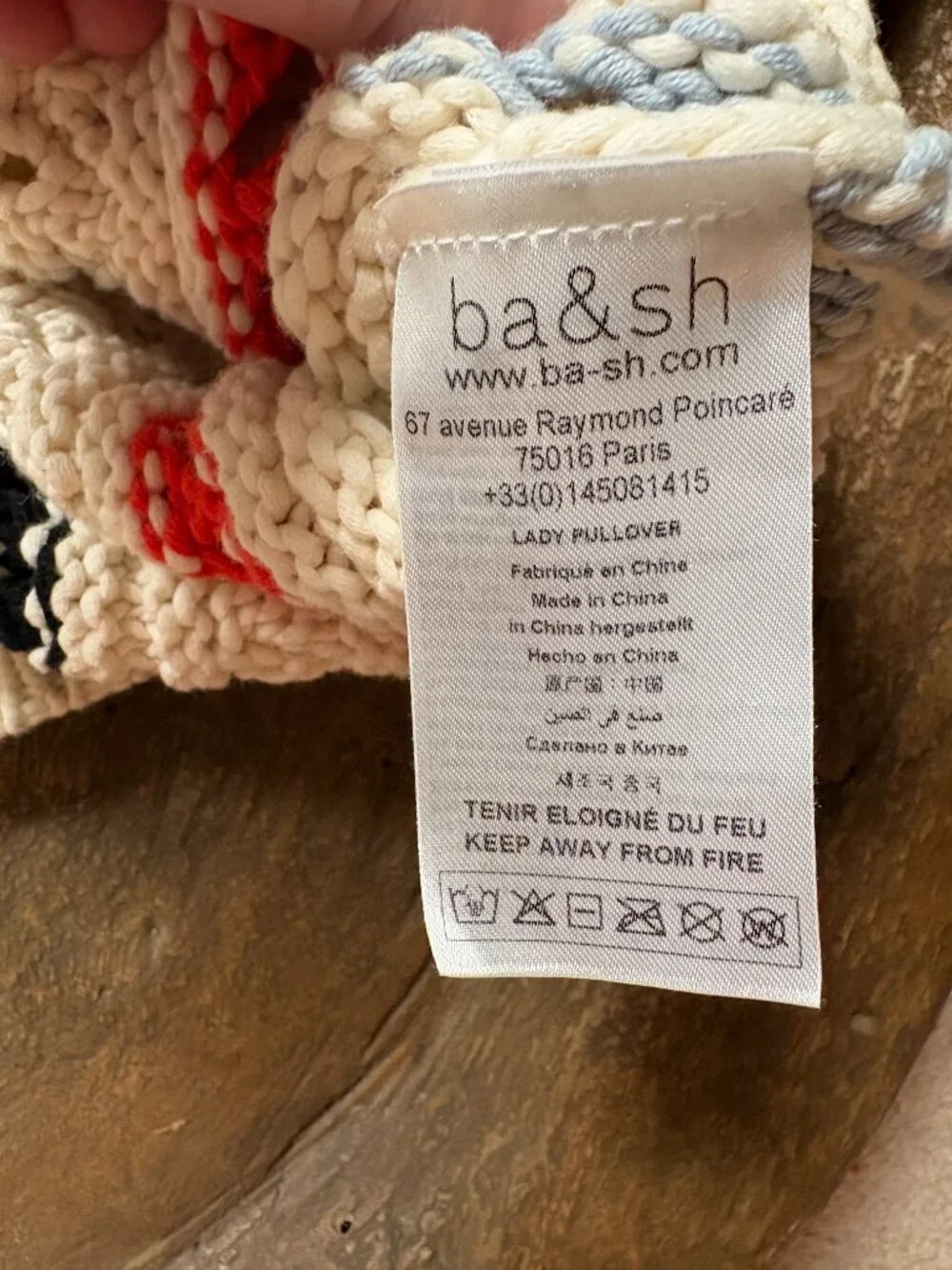 Ba&sh Gardy cropped chunky boho striped knit cotton women's sweater size small - Picture 4 of 6
